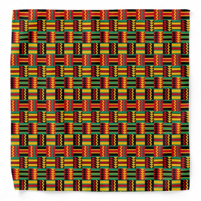 African Basket Weave Pride Red Yellow Green Black Bandana (Front)