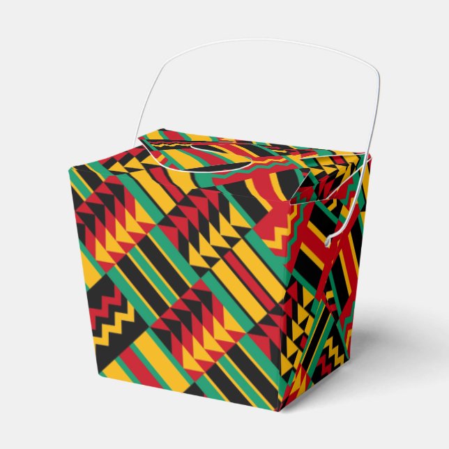 African Basket Weave Pride Red Yellow Green Black Favor Boxes (Front Side)