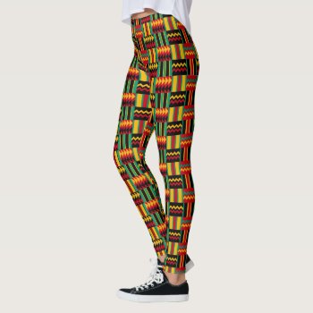African Basket Weave Pride Red Yellow Green Black Leggings by its_sparkle_motion at Zazzle