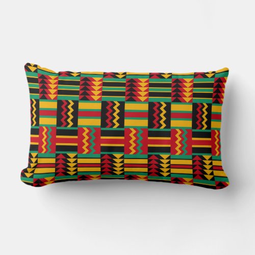 African Basket Weave Pride Red Yellow Green Black Lumbar Pillow