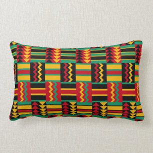 African Basket Weave Pride Red Yellow Green Black Lumbar Pillow
