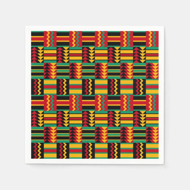 African Basket Weave Pride Red Yellow Green Black Napkins (Front)