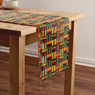 Table Runners Zazzle African Basket Weave Pride Red Yellow Green Black Short Table Runner
