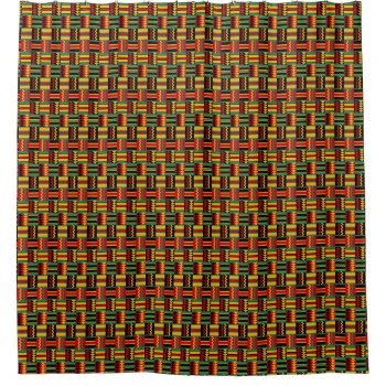 African Basket Weave Pride Red Yellow Green Black Shower Curtain by its_sparkle_motion at Zazzle