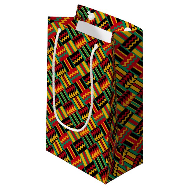 African Basket Weave Pride Red Yellow Green Black Small Gift Bag (Front Angled)
