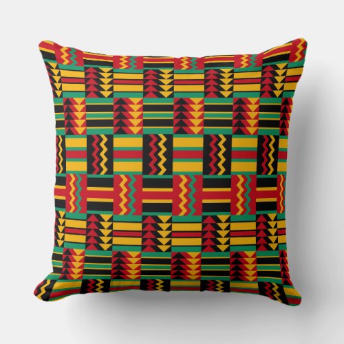 African Basket Weave Pride Red Yellow Green Black Throw Pillow