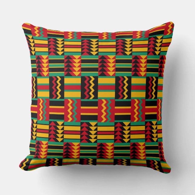 African Basket Weave Pride Red Yellow Green Black Throw Pillow (Front)