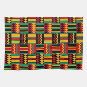 African Basket Weave Pride Red Yellow Green Black Towel