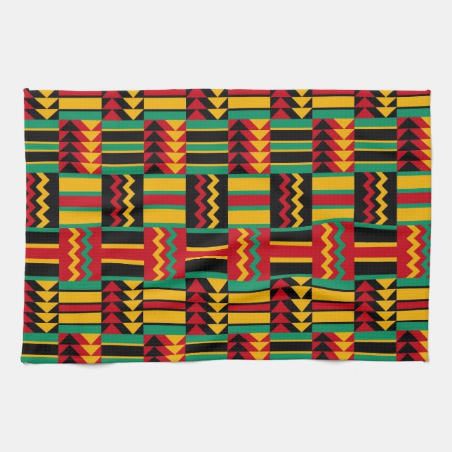 African Basket Weave Pride Red Yellow Green Black Towel (Horizontal)