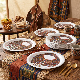 African Beaded Collar Necklace Tribal Paper Plates