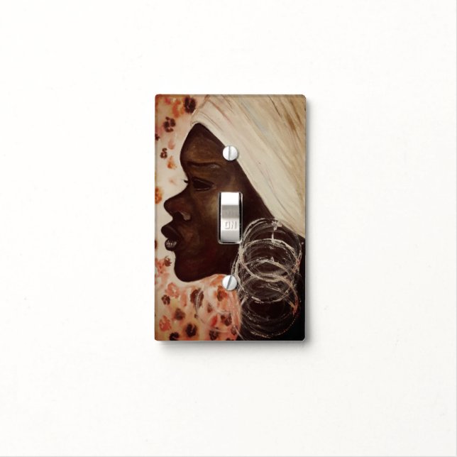 African Beautiful Woman Light Switch Cover (In Situ)