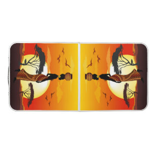 African Beautiful Woman Silhouette on African Suns Beer Pong Table