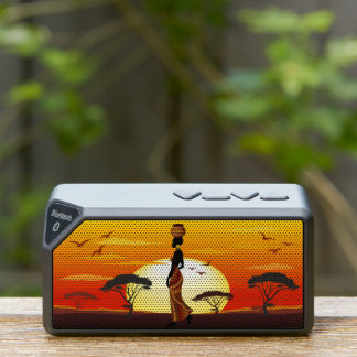African Beautiful Woman Silhouette on African Suns Bluetooth Speaker