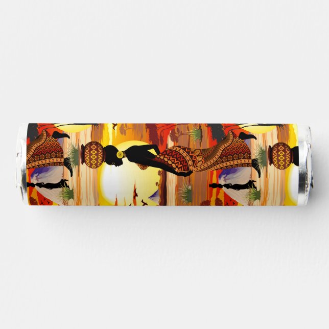 African Beautiful Woman Silhouette on African Suns Breath Savers® Mints (Front)