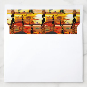 African Beautiful Woman Silhouette on African Suns Envelope Liner