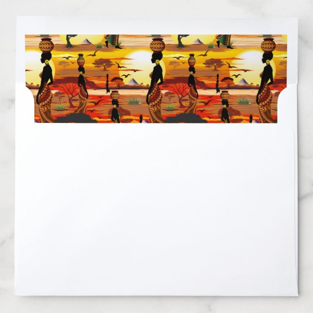 African Beautiful Woman Silhouette on African Suns Envelope Liner (In Envelope)