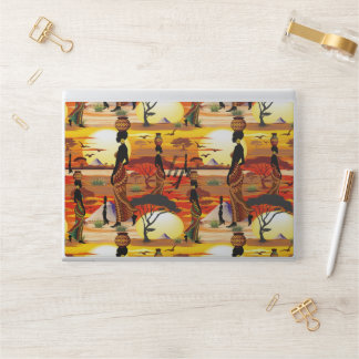 African Beautiful Woman Silhouette on African Suns HP Laptop Skin