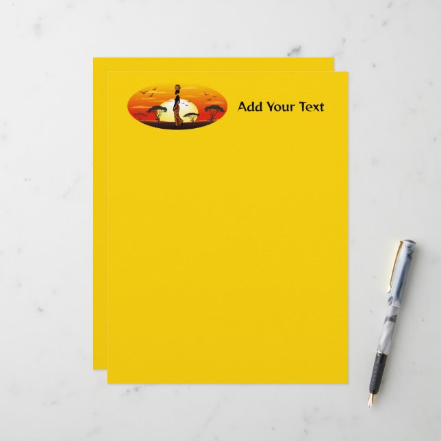 African Beautiful Woman Silhouette on African Suns Letterhead (Front/Back In Situ)