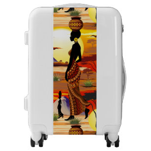 African Beautiful Woman Silhouette on African Suns Luggage
