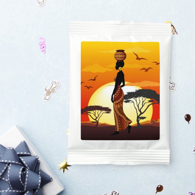 African Beautiful Woman Silhouette on African Suns Margarita Drink Mix (Packets)
