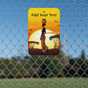 African Beautiful Woman Silhouette on African Suns Metal Sign