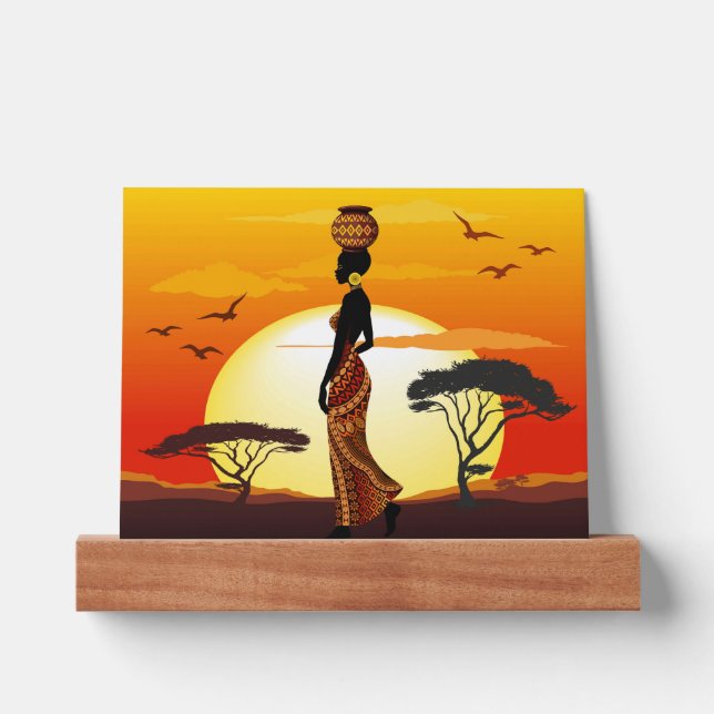 African Beautiful Woman Silhouette on African Suns Picture Ledge (Front)