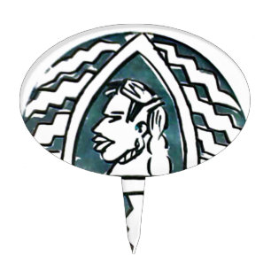 African Beauty Bongo Maasai Portrait Tribal Art Cake Topper