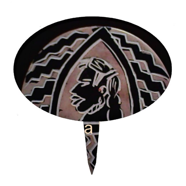 African Beauty: Bongo Maasai Portrait Tribal Art Cake Topper (Front)