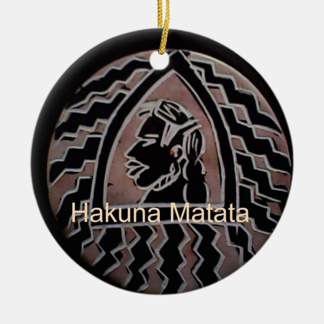 African Beauty: Bongo Maasai Portrait Tribal Art Ceramic Ornament (Front)