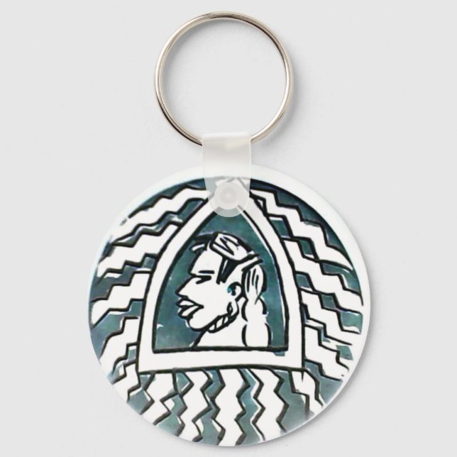 African Beauty Bongo Maasai Portrait Tribal Art  Keychain (Front)