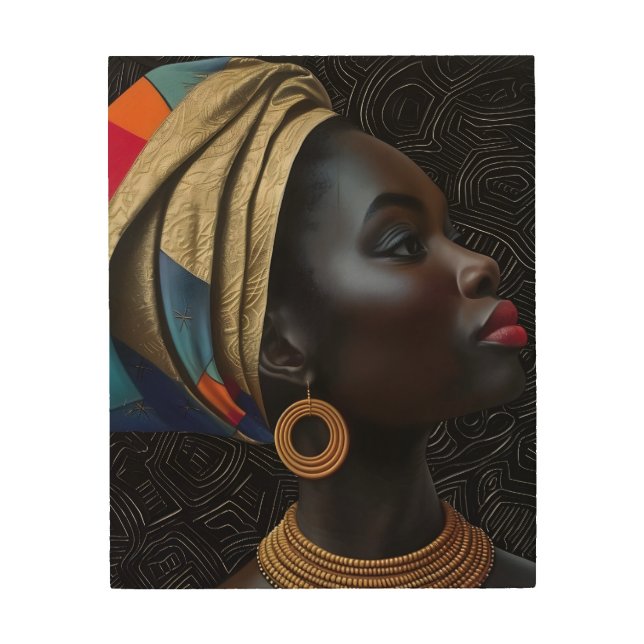 African Beauty Portrait Wood Wall Art (Front)