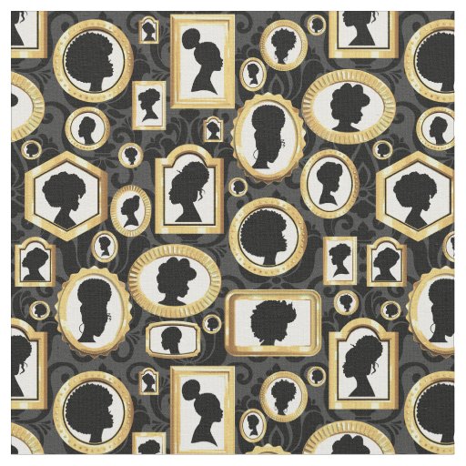 african beauty vintage damask cameo fabric