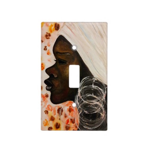 African Beauty _ Watercolor Painting Art Light Switch Cover