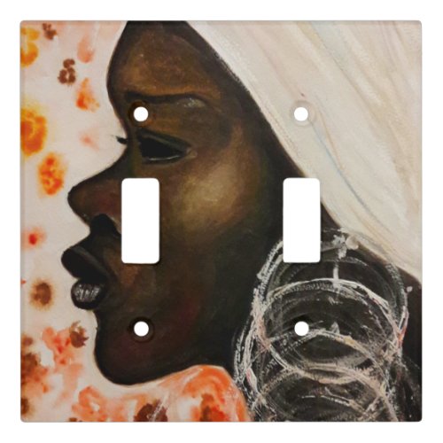 African Beauty _ Watercolor Painting Light Switch Cover