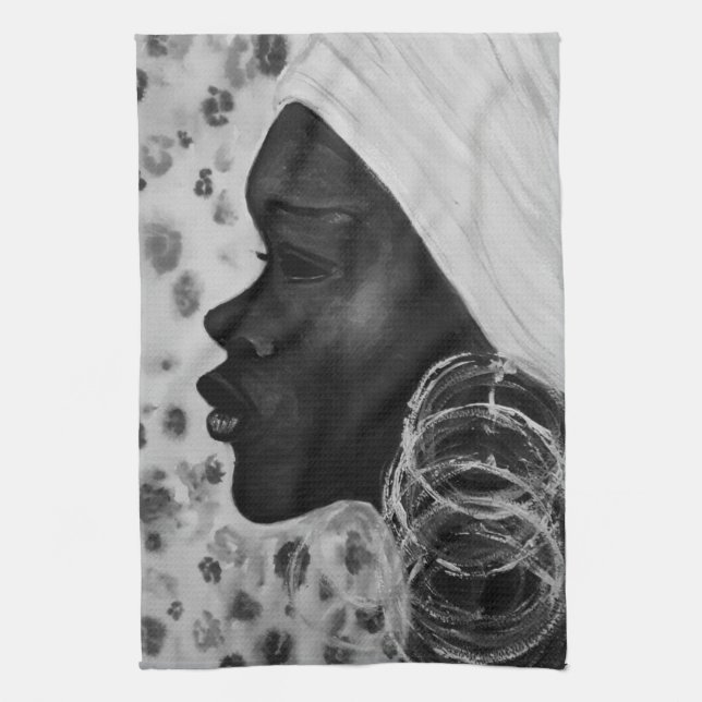 African Beauty Woman Kitchen Towel (Vertical)