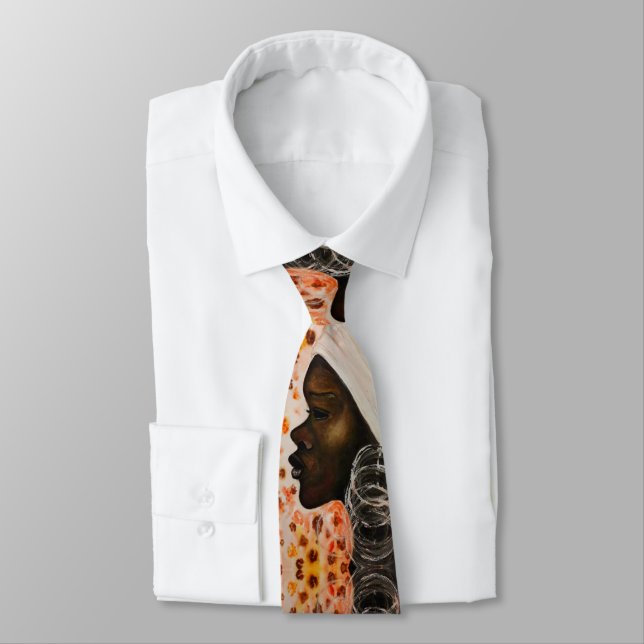 African Beauty Woman Neck Ties - Painting (Tied)