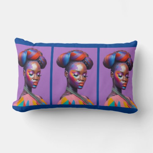 African Beauty Woman Portrait 1    Paper Cups Lumbar Pillow