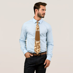 African Beige Brown Minimal Pattern Neck Tie
