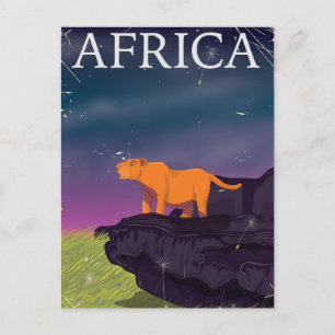 African Big Cat Vintage Poster Postcard