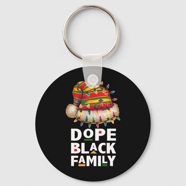 African Black Family Afro Team Santa Matching Chri Keychain (Front)