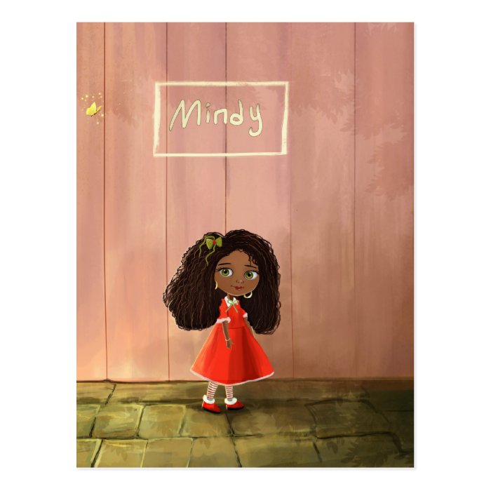 African black girl with the curly hair postcard