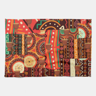 African Black Kente Tribal Pattern decor  Kitchen Towel