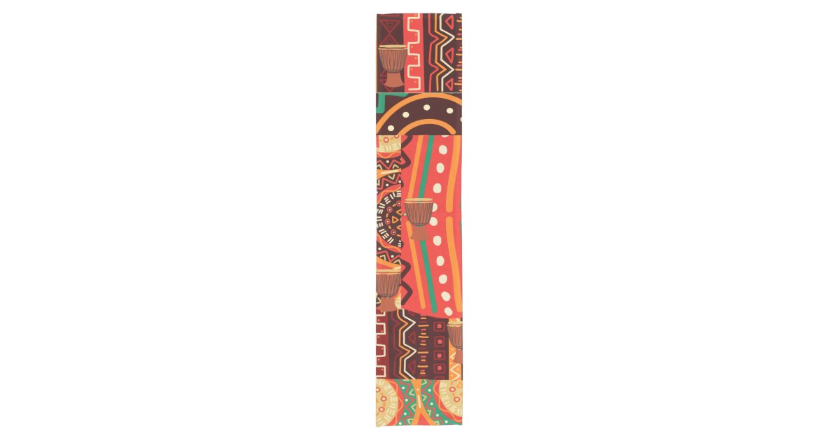 African Black Kente Tribal Pattern decor Short Table Runner | Zazzle