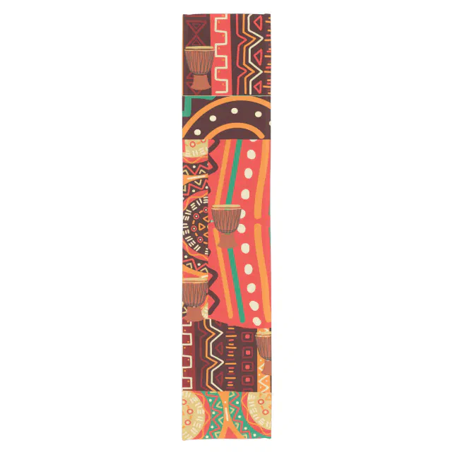 African Black Kente Tribal Pattern decor Short Table Runner | Zazzle