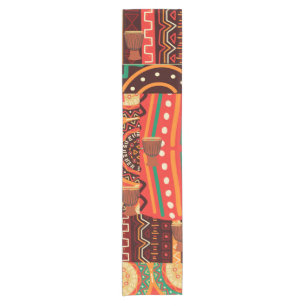African Black Kente Tribal Pattern decor Short Table Runner