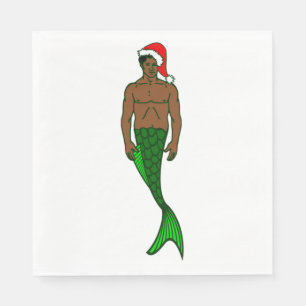 African black merman Santa Claus mermaid Napkins