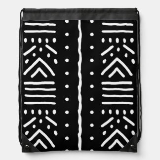African Black Mudcloth Drawstring Backpack