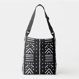 African Black Mudcloth Tote Bag - Adjustable Strap