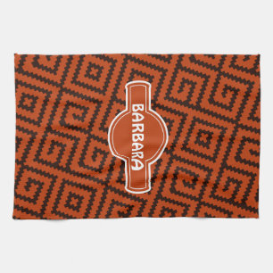 African Black Orange Minimal Pattern Kitchen Towel