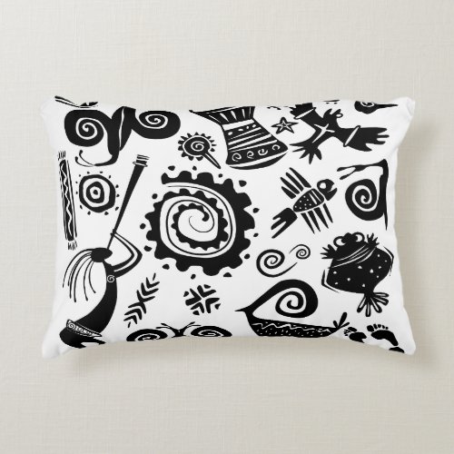 African Black print on White Pillow 
